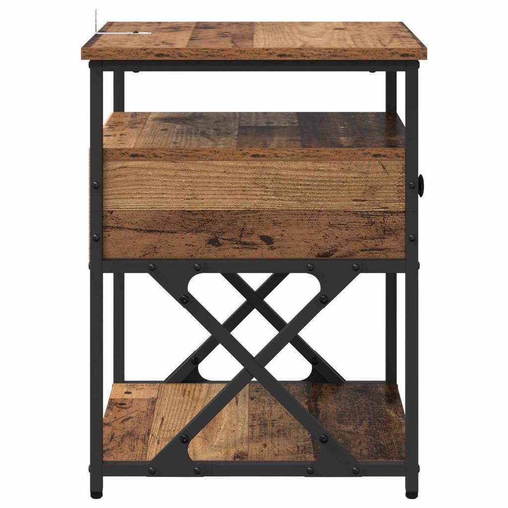 Nightstand with Drawers Reclaimed Wood Look 40 X 42 X 55 Cm Engineered Wood