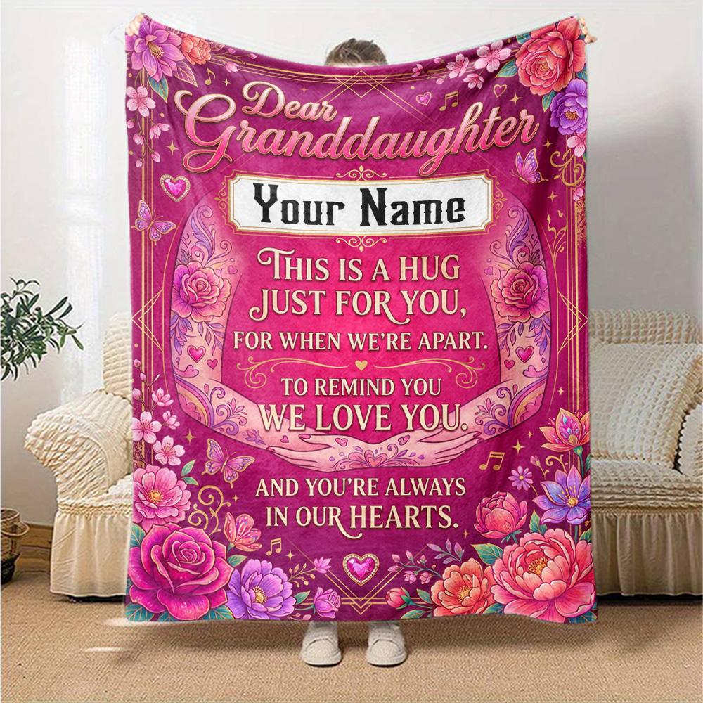 Granddaughter'S Love Hug Blanket Warmthful Decor Great For Sofa Couch Office Bed Picnics Four Seasons Multipurpose Digital Print Birthday Christmas
