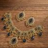 Metal Necklace Earrings Set Bohemia Style Ethnic Style Necklace Set Rhinestone Jewelry Set  Women