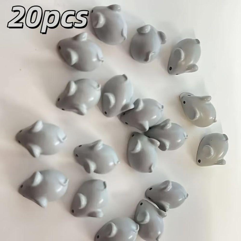 

20 Cute Mini Resin Mouse Decorations - White Enchanting Mouse Statues with Expressive Eyes and Ears, Suitable for DIY Jewelry Ma