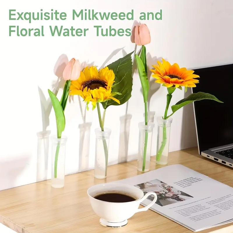100PC With Silicone Caps Floral Vials for Flower Arrangements Mini Flower Vases Home Plastic Flower Water Tubes Reusable