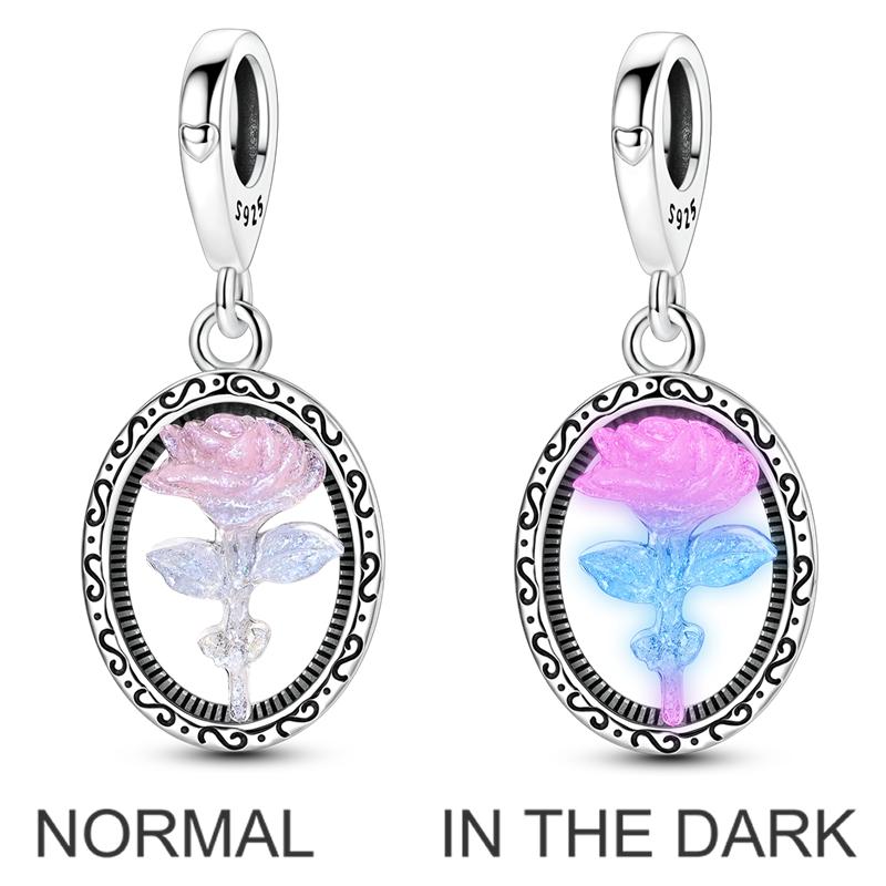 925 Sterling Copper Aircraft Travel Charms Bead Inlaid Pink Zirconium Love Heart Pendants Fit Original Bracelet Zircon Gift