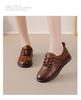 Fashion Original Natural Leather Shoes for Women Soft Soled Round Toe Mom Flats Woman Lace Up Anti Slip Loafers Ladies Moccasins