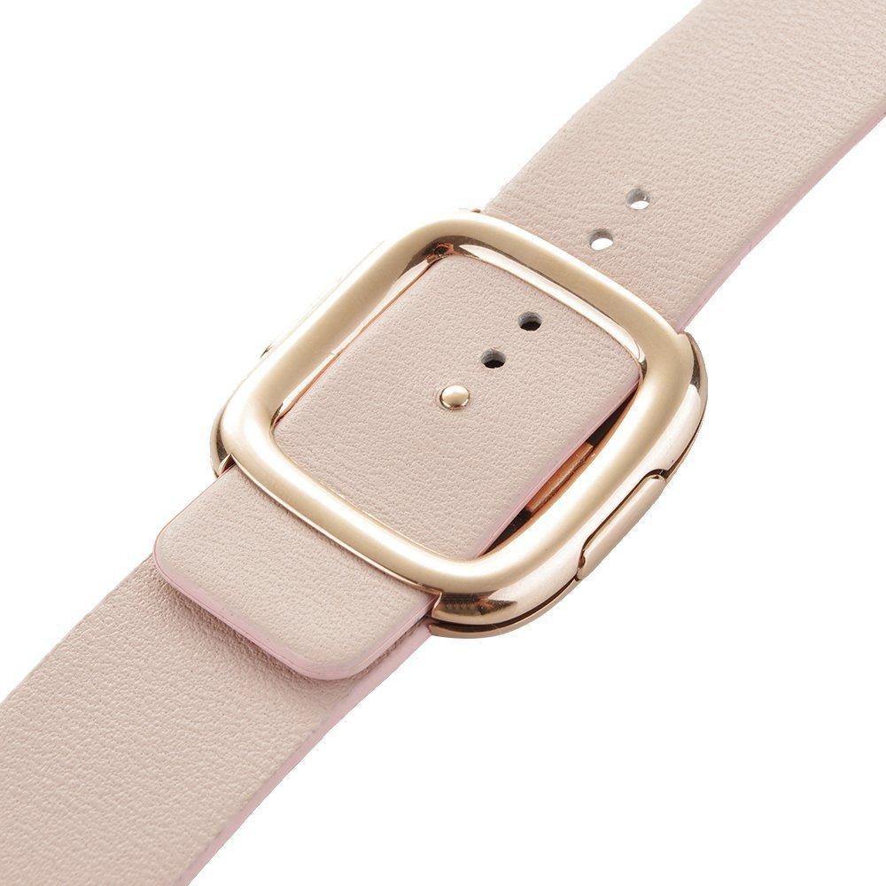 

Modern Genuine Leather Watch Band with Magnetic Buckle for Apple Watch Series 10 42mm/9 8 7 41mm/SE (2023) SE (2022) SE 6 5 4 40mm/3 2 1 38mm Pink
