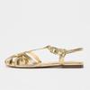 Fashion Luxury Gold Flat Sandals Women Summer Hollow Design Gladiator Sandals Comfortable Ankle Strap Casual Beach Shoes Mules Sandalias