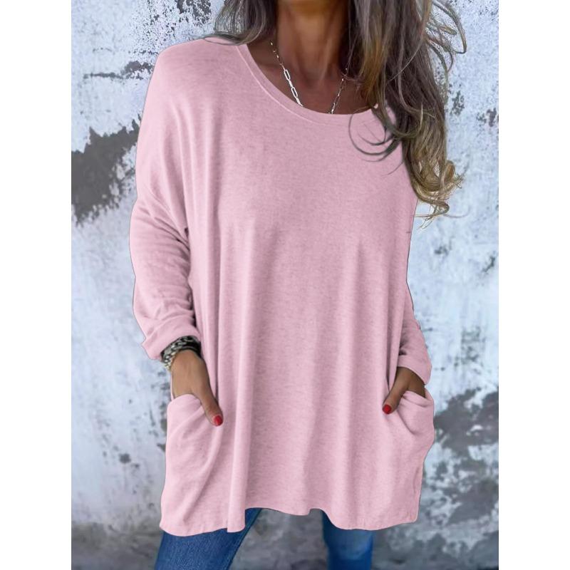 IHUASU Women's Fashion Casual Long Sleeve Autumn Winter O-Neck Blouses & Shirts Elegant