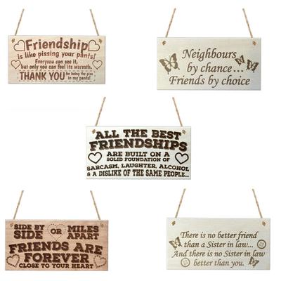 Wooden Heart Hanging Gift Plaque Wood Sign Tags Gift Family Love Friendship Sign