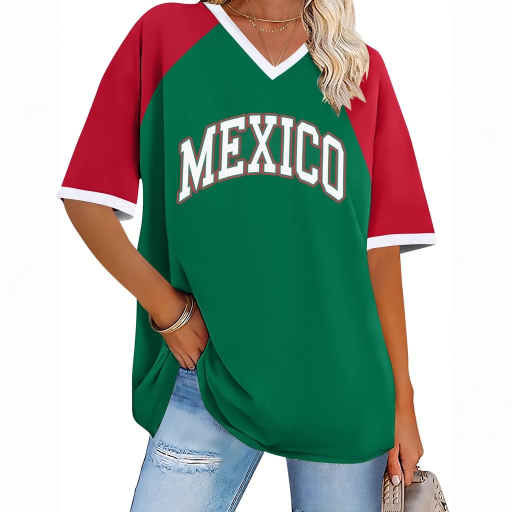 Women's Casual Short Sleeve V Neck T Shirt with Letter Print Relaxed Fit Lightweight Summer Top for Vacation and Everyday Wear