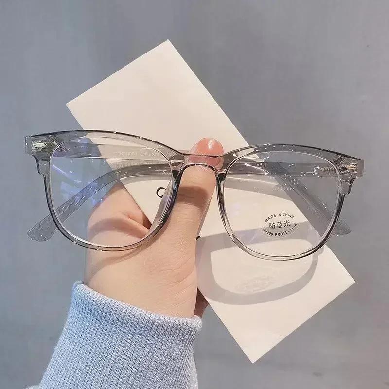 Montura transparente para gafas de ordenador para hombre y mujer, gafas redondas antiluz azul, gafas de bloqueo, gafas ópticas