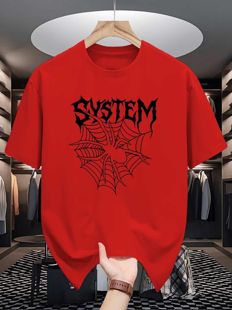 Unisexs Crew Neck T Shirt Dark Punk System Text Spider Web Gothic Art Graphic Short Sleeve Casual Cotton Alternative Street Tees