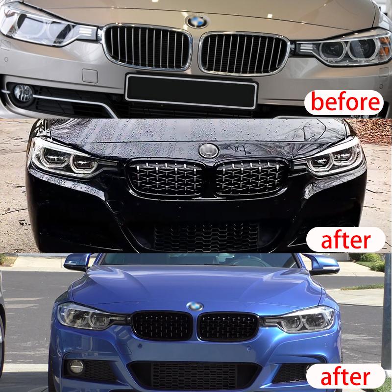 Griglia a Reni Anteriore Diamond Double Slat Racing Sport per BMW Serie 3 F30 F31 F35 2011-19 Accessori Auto