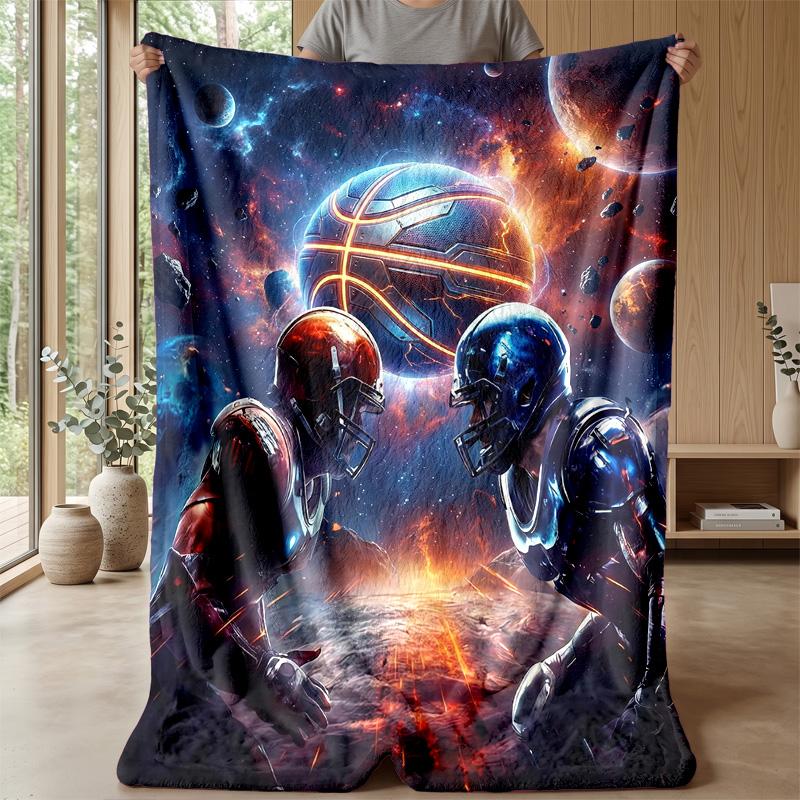 Space Football Showdown Theme blanket Lightweight Warm Flannel Blanket Decorative Throw Blanket for Home Decoration