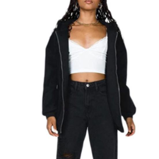 Женское пальто с капюшоном и длинным рукавом на молнии — фото 11