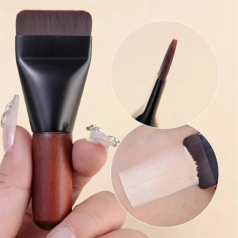

1Pc Mini Ultra Thin Foundation Brush Synthetic Flat Head Streak-free Application for Liquid Cream All Skin Types Makeup Brushes