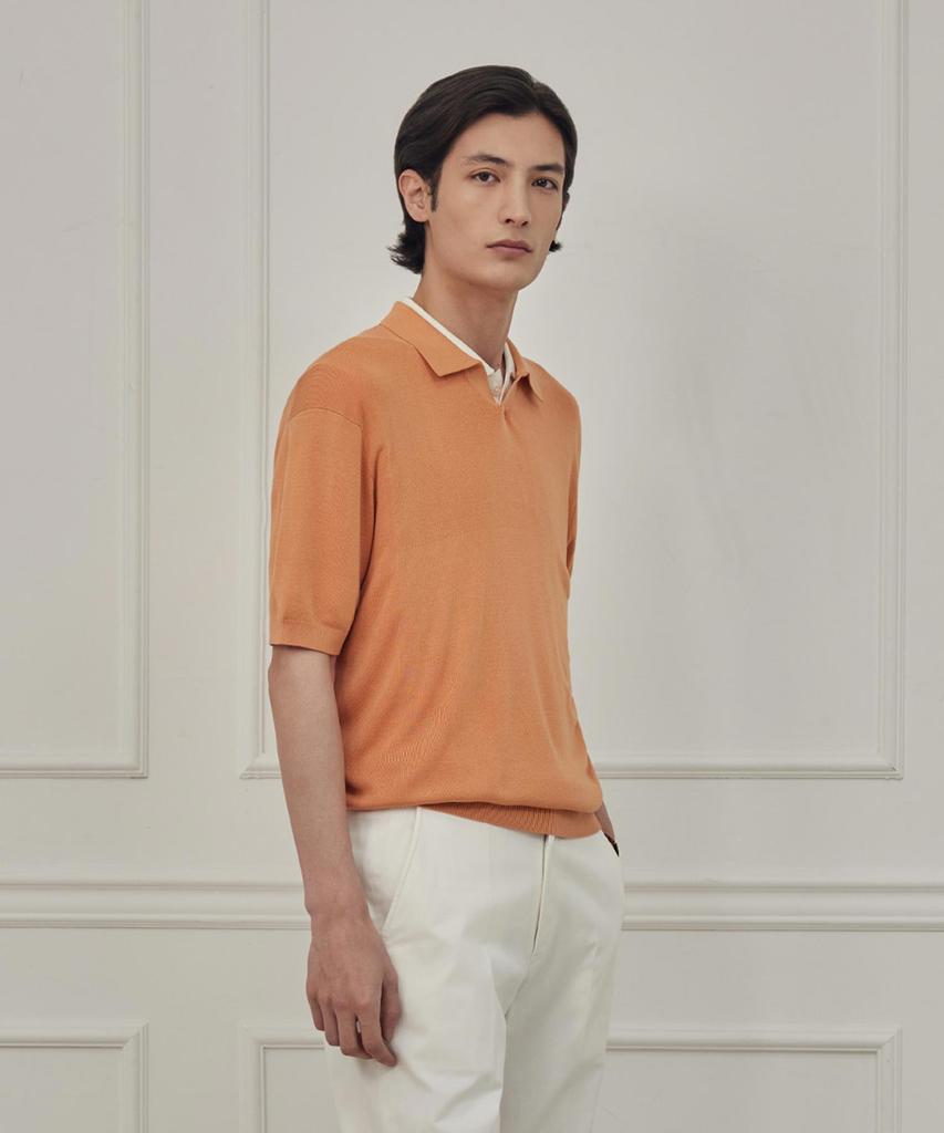 THEKNITCOMPANY Reese'S Silk Polo Shirt - Apricot Yellow