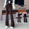 2024 Autumn/Winter High-Waist Corduroy Flared Pants: Plus Velvet, Thickened, Slimming, Casual Korean Style