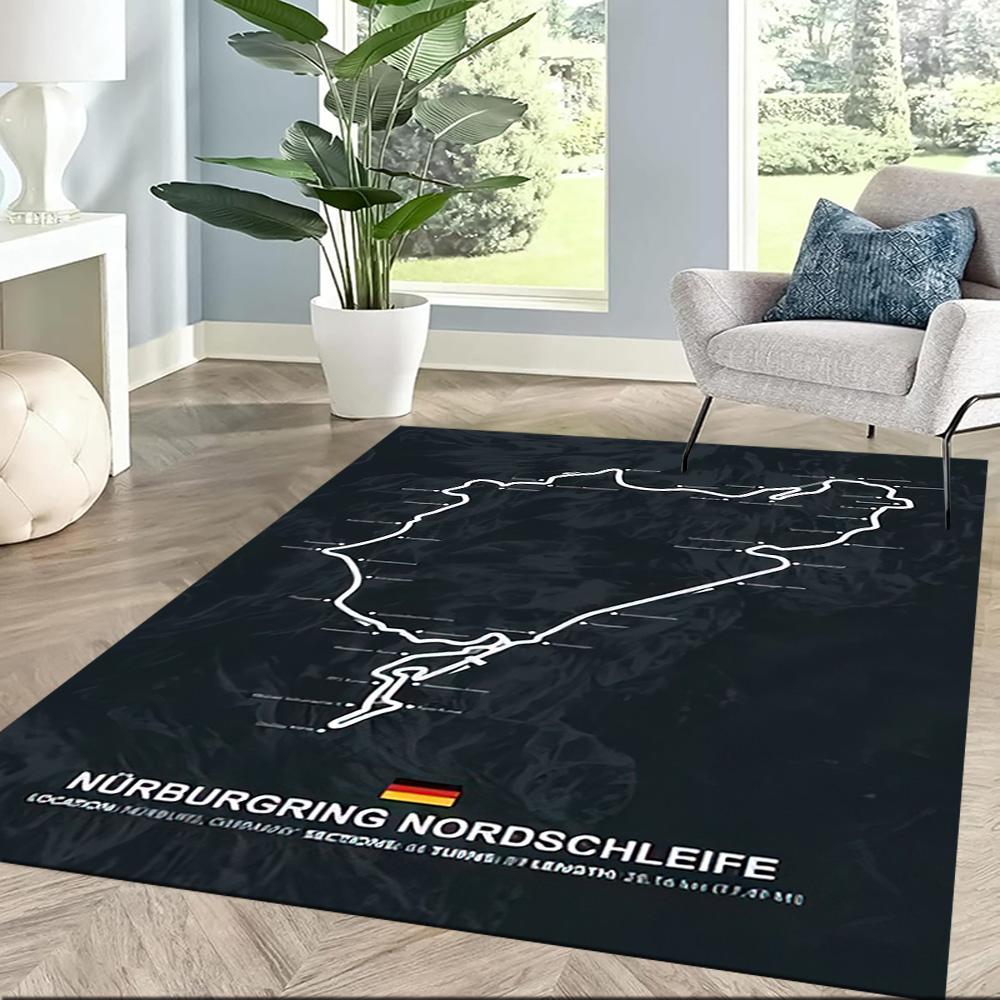 Nürburgring Rennstrecke Quadratische Teppiche sind eine großartige Wahl für Wohnzimmer, Schlafzimmer, Heimdekoration und als Geschenke.