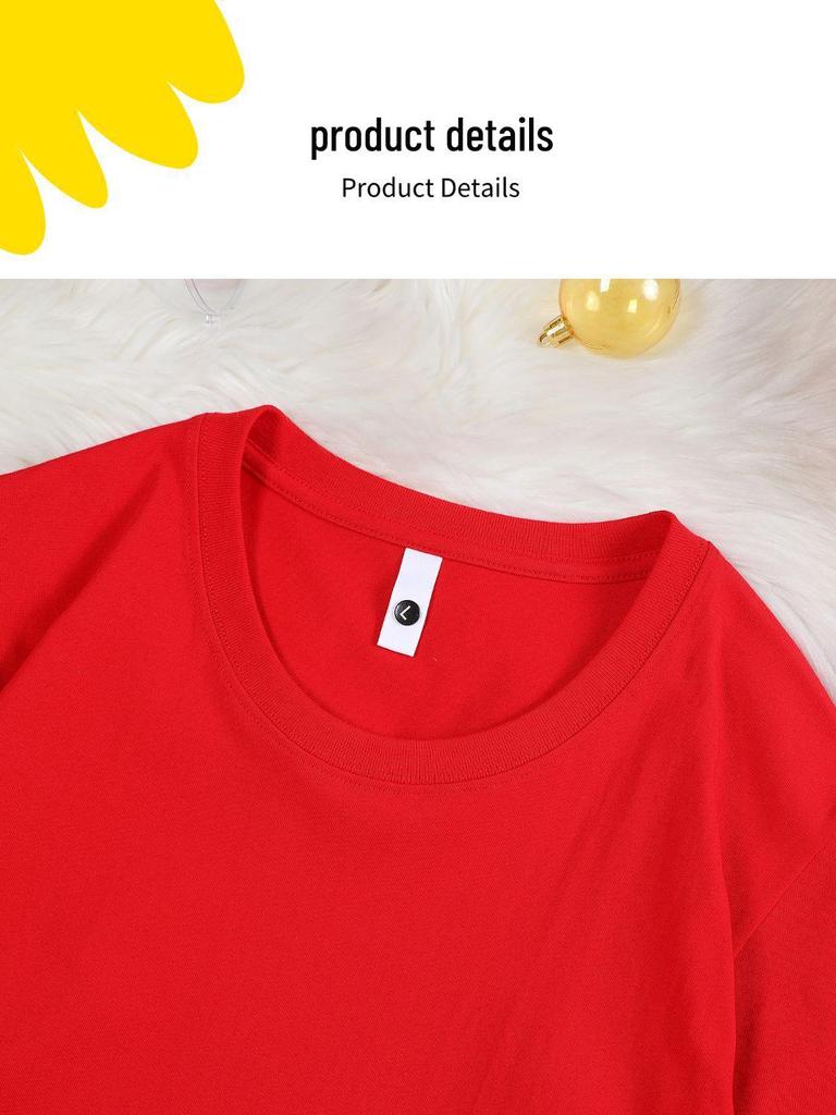 2026 Christmas Parent-Child T-Shirt - Santa & Reindeer Design for Families of 3-4, Pure Cotton, Short-Sleeve