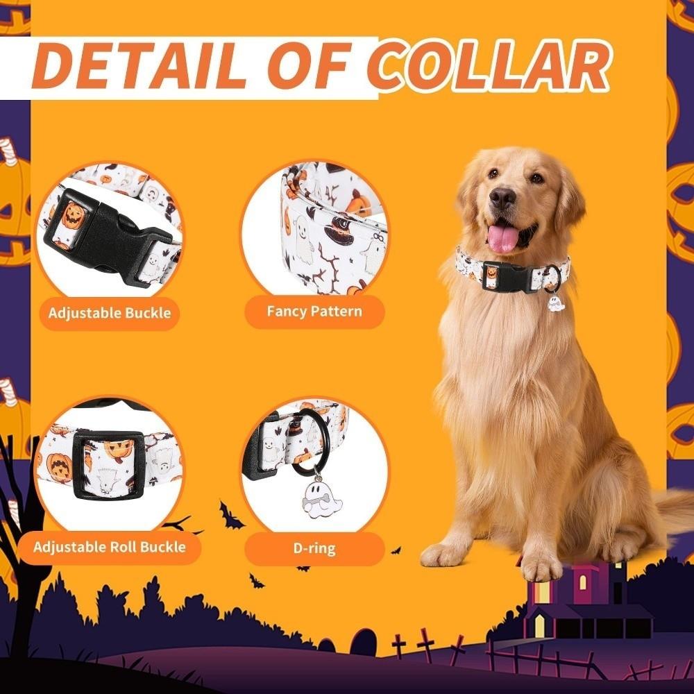 Adjustable Buckle Halloween Cat Collar Printing Pattern Anti-lost Cat Necklace Daily Walking