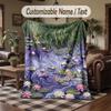 Vinyl Records Artwork Theme Throw Blanket Custom Name Text Personalized Blanket Soft Cozy Blanket for Home Sofa Bed