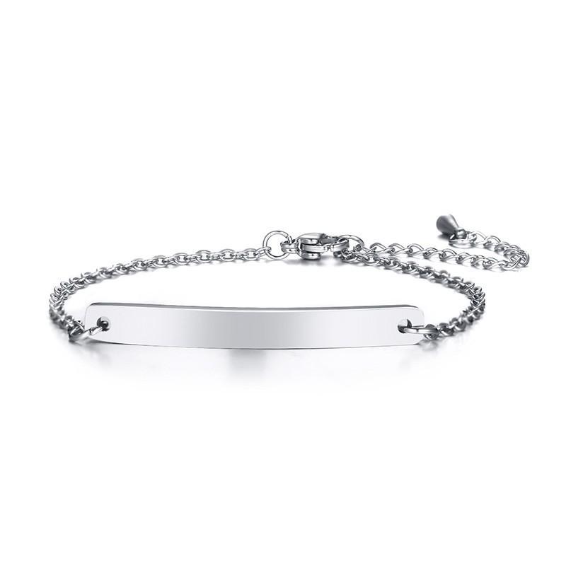 Vnox Free Engraving Thin ID Tag Bracelets for Women Stainless Steel Link Chain Wrist Pulsera 6.89 Inch To 8.66 Inch