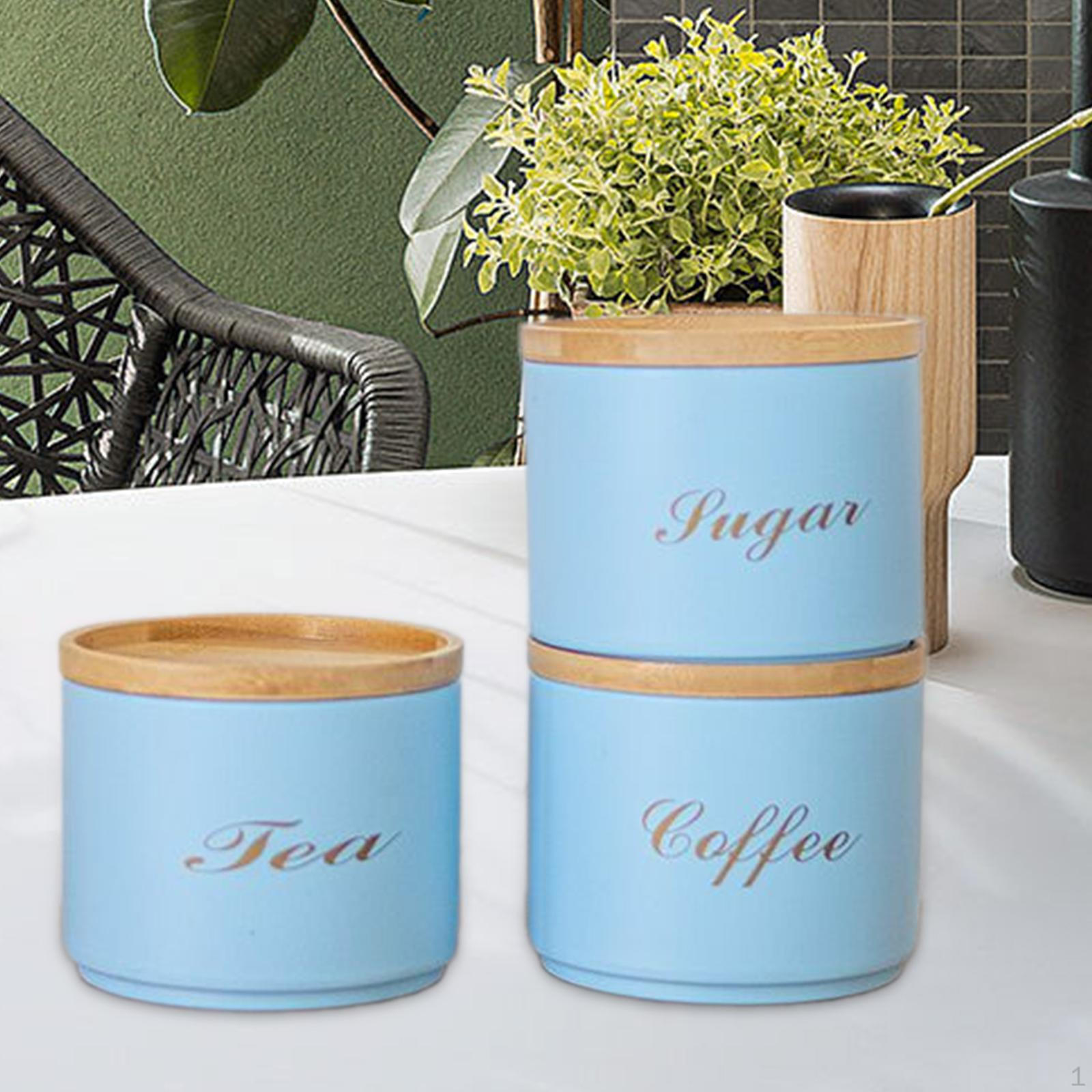

3 шт. Герметична кухонна каністра Комора Банки Контейнер Декоративна кава Чай Цукор синій