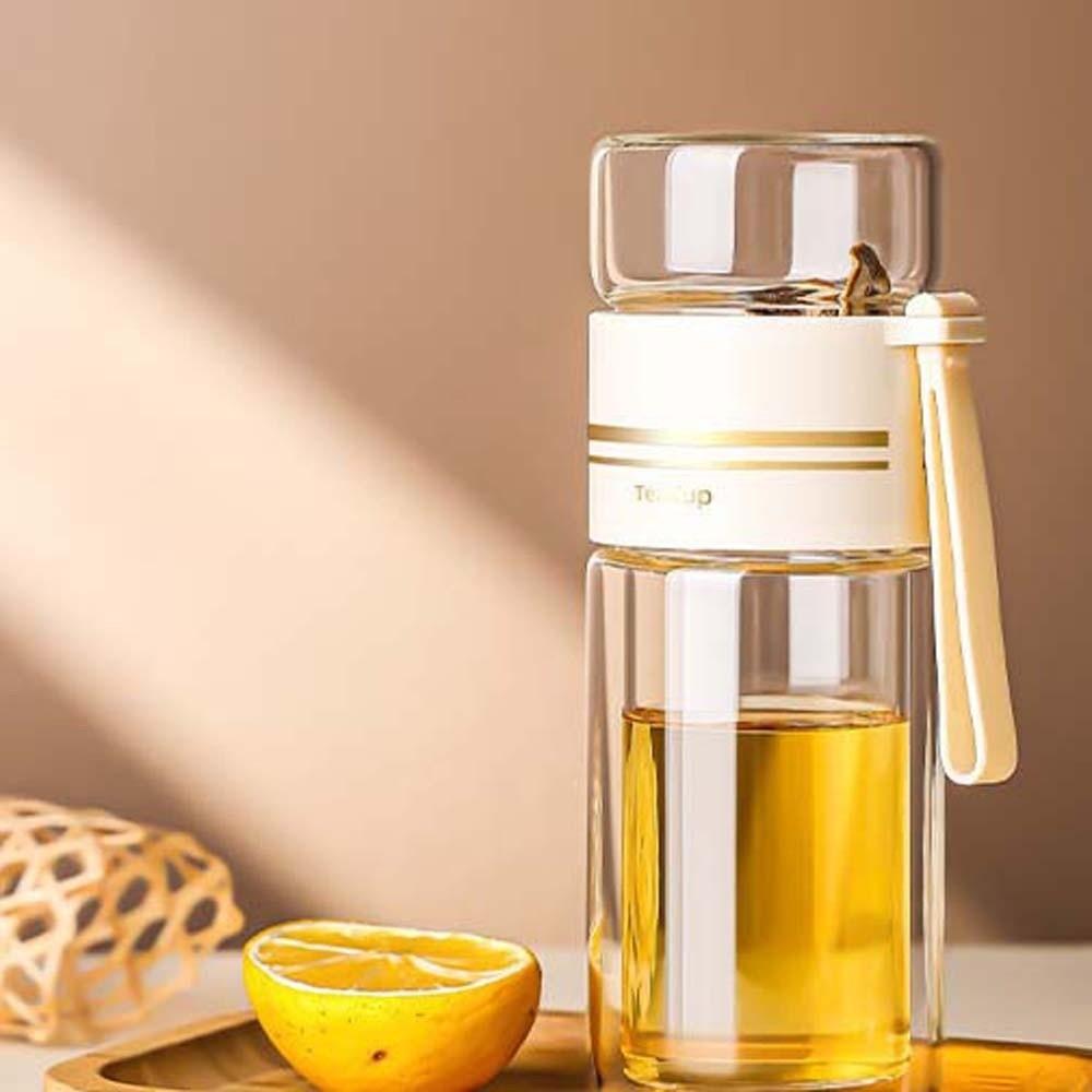 Round Mouth 450ML Tea Bottle Borosilicate Glass Handhold Portable Bottle  Business Gift