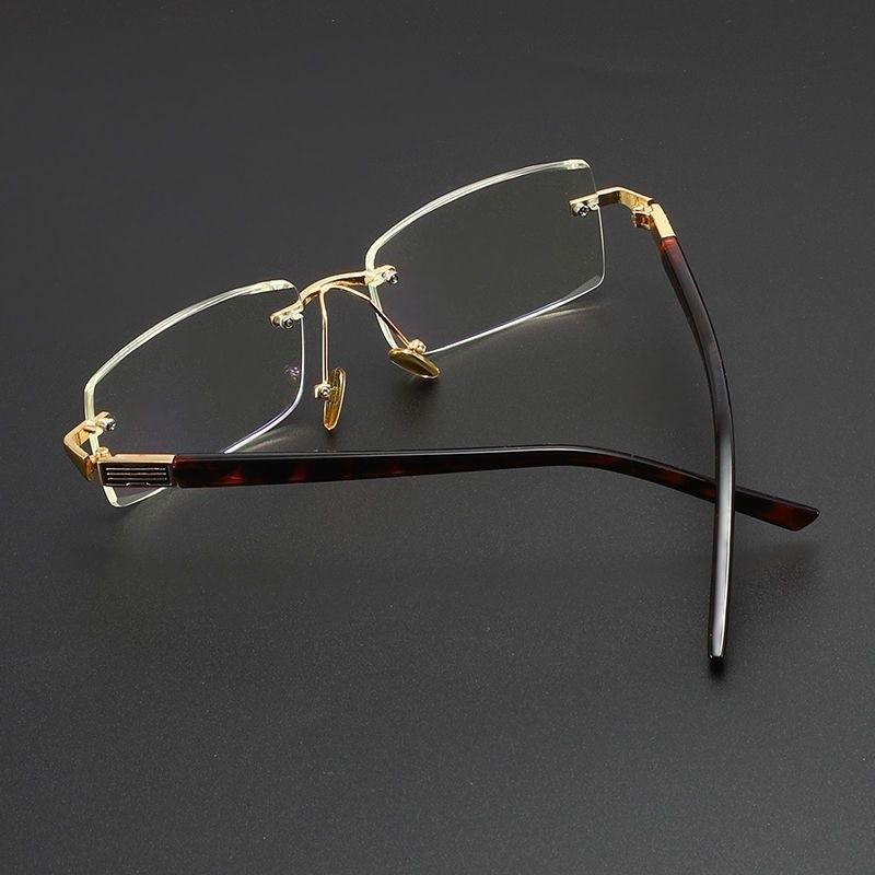 High Quality Anti Blue Light Reading Glasses Luxury Crystal Len Frameless Presbyopic Eyewear Unisex Far Sight Optical