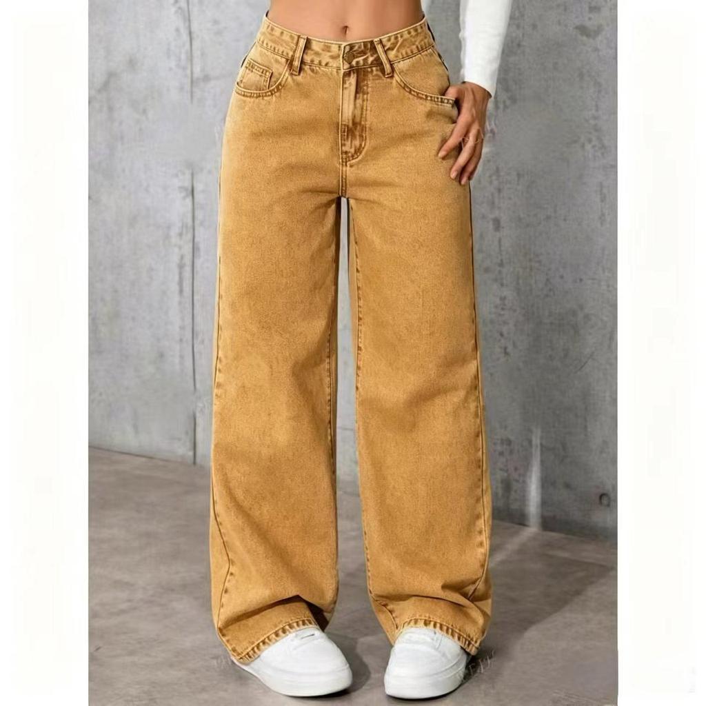 Black High-Waisted Loose Wide-Leg Floor-Length Trousers for Women