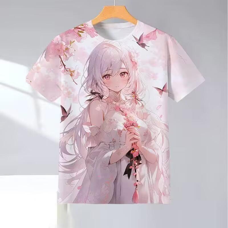 New Summer Sweet Girl Pattern T-Shirt Series, 3D Printed Round Neck, Cute and Unisex Style