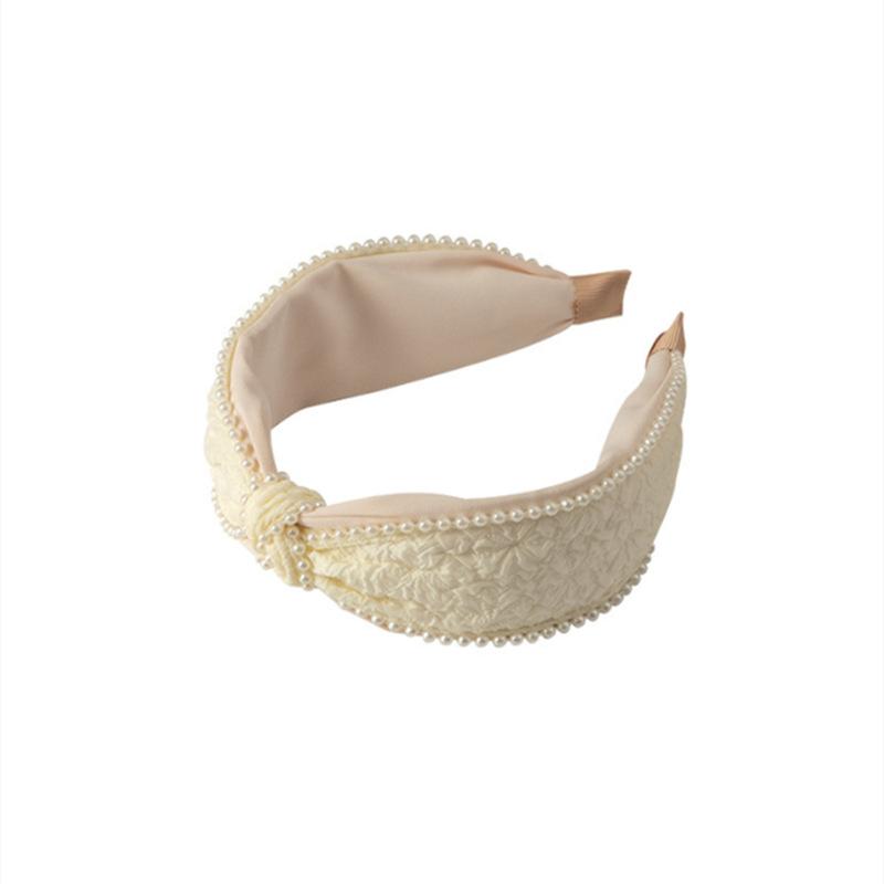 Pásek do vlasů Jednobarevný vzor záhybů vlasové obruče Vlasové doplňky pro ženy Skládaný široký jednoduchý čelenka