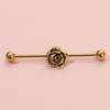 Stainless Steel Long Ear Bridge Piercing Jewelry With Small Gold Snake Bee Double Holes
