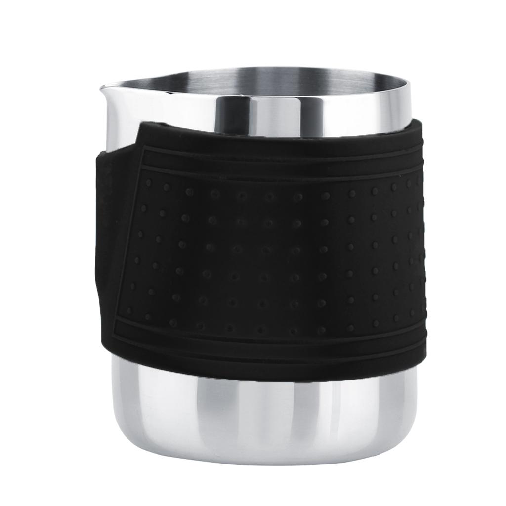 Stainless Steel Coffee Cup Frothing Milk Heat Proof Latte Pitcher Jug (Black)