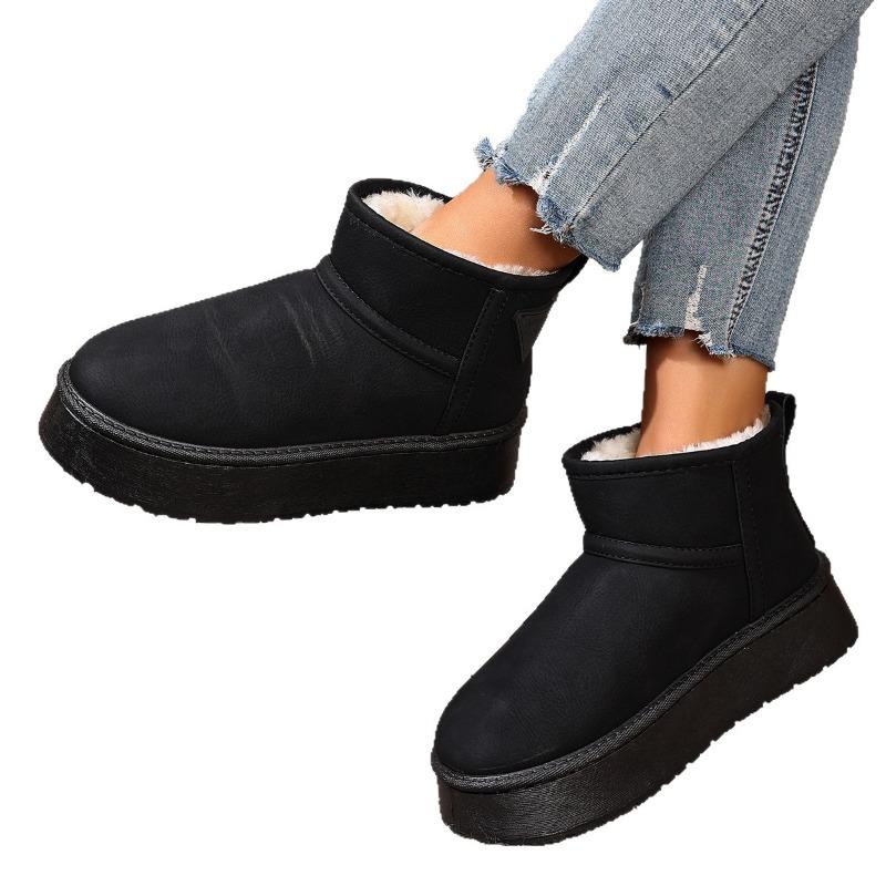 Retro Thick-soled Snow Boots, New Fleece and Thickened Short-leg Snowshoes, Cotton Shoes