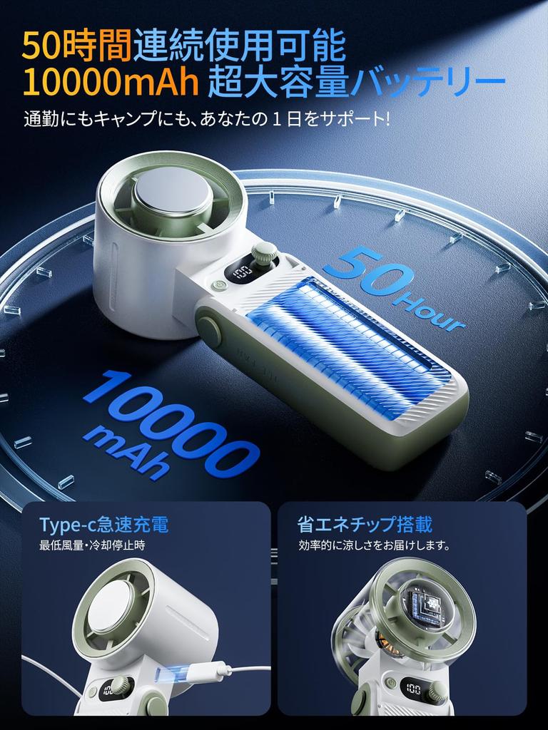 Large Capacity Portable Fan with Stepless Airflow Up To 50 Hours of Handheld Fan with Peltier Cooling Instant High Angle Cooling Fast Handheld
