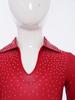Boys Gymnastics Dance Leotard Turn Down Collar Long Sleeve Shiny Rhinestones Gradient Color Bodysuit