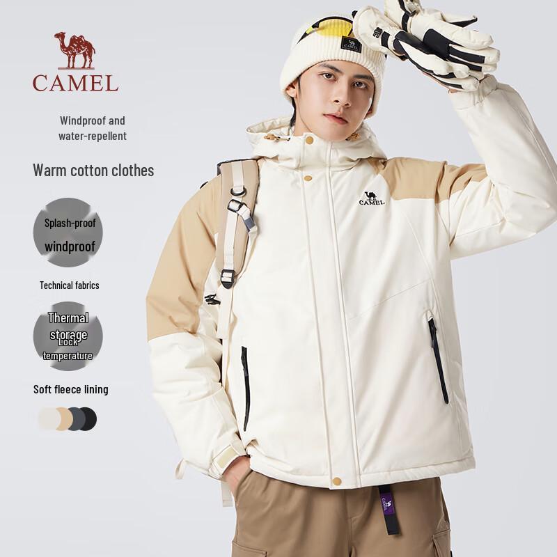 CAMEL Men's Winter Fleece-Lined Waterproof Outdoor Jacket