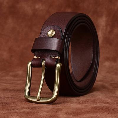 Leather Belt Men's Personality Trend Retro Distressed Emboss Washed First Layer Cowhide Leather Versatile Casual Jeans Belt