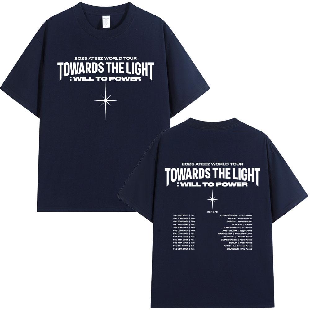 Ateez 2025 World Tour Towards The Light: Will To Power T Shirt Men Women Korean Kpop Fashion High Quality Casual Cotton T-shirts