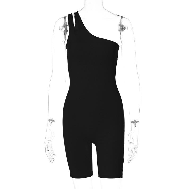 Abbigliamento da donna europeo e americano, stazione internazionale, tuta sportiva da yoga monospalla a tinta unita senza maniche, aderente, che solleva i fianchi