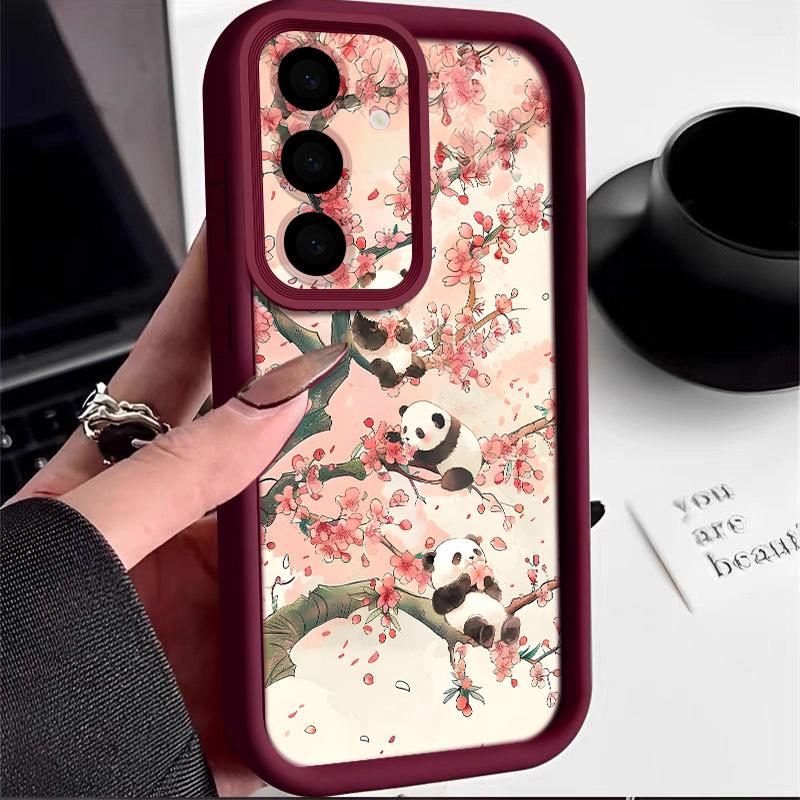Lovely Baby Panda Print Case For Samsung S26 S25 Ultra S24 S23 S22 Plus S21 FE A15 A16 A17 A35 A36 A37 A54 A55 A56 A57 5G Shockproof Bumper Cover