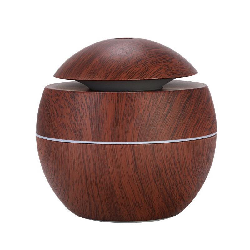 Wood Grain Ultrasonic Aroma Diffuser & USB Humidifier with Silent Lamp