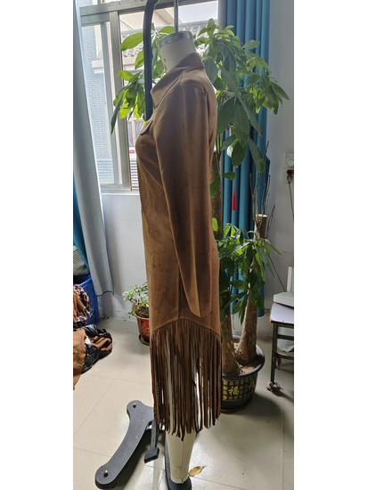 Westlicher Cowboy Wildleder Fransen Schlankes Kleid - Langärmelig, 2025 Stil