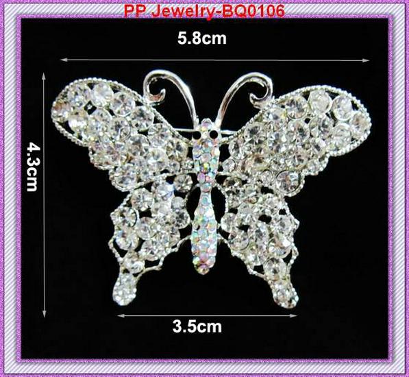 Alloy Butterfly Rhinestone Brooch - Floral Lapel Pin Clothing Accessory Zhenyao Jewelry