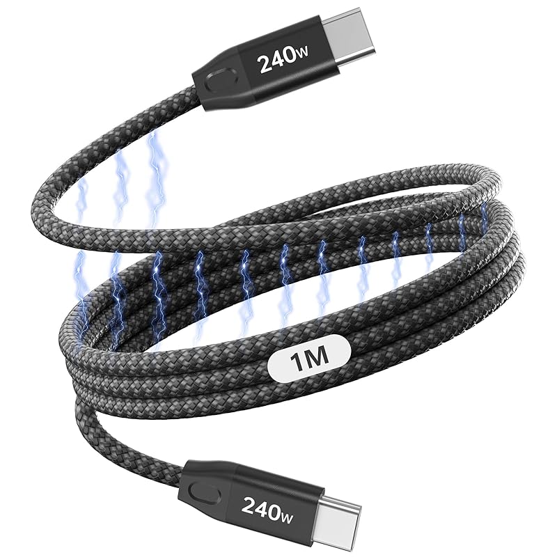 

magnetic automatic storage type c cable 240W/5A magnet charging cable Fast charging [1M] USB-C-cable Synchronous data transfer C2C cable magnetic Made