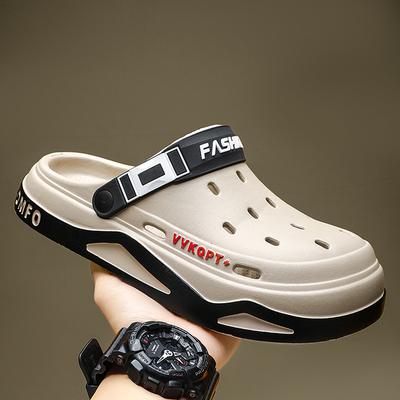 Summer Hole Shoes Men Wear Casual Fashion Non-slip Portable Sports Sandals Beach Step On Toe Breathable Slippers for Men Outdoor
