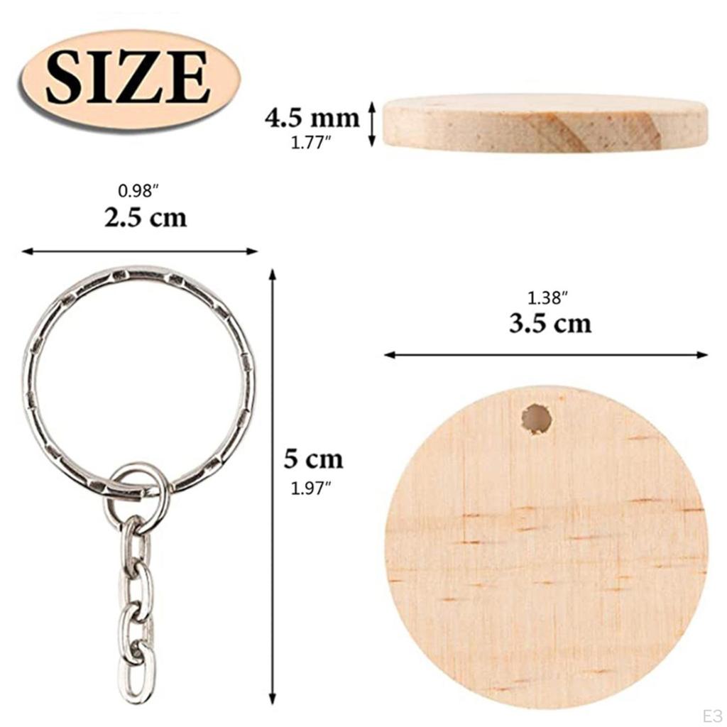 Chains Round Unfinished Wood Pendant for DIY Projects and Crafts Kids Adult