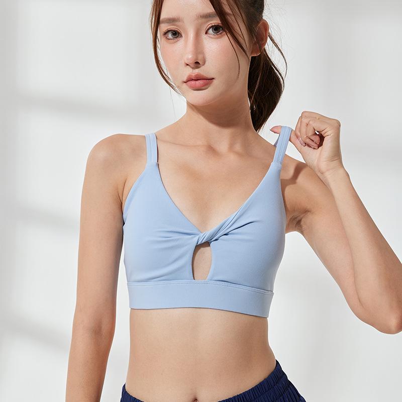 

Женский спортивный бюстгальтер с вырезом на спине - Ударопрочный, поддерживающий и стильный для бега, йоги, фитнеса и многого другого XL небесно-голубой