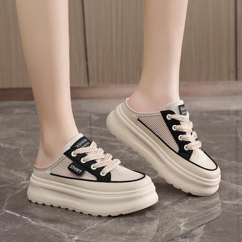 New half-drag summer casual mesh breathable slippers slim-fitting thin baseplate shoes