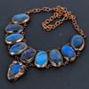 Labradorite Copper Electroformed Necklace with Adjustable Chain, Handmade Gemstone Jewelry Necklace For Memorial Day